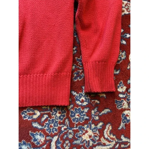 VINTAGE 90s Eddie Bauer Red Heavyweight Knit Sweater Size Large - Picture 3 of 5